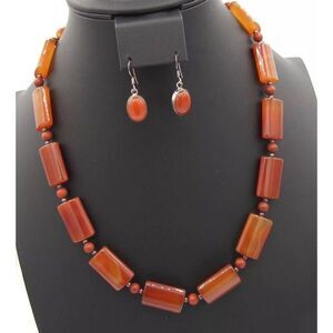 Jay King Carnelian Necklace Jewelry DTR Finds 20" SS +FREE Matching earrings